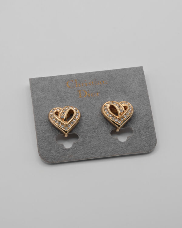 Klipsy Christian Dior – romantyczne złote serca z kryształkami