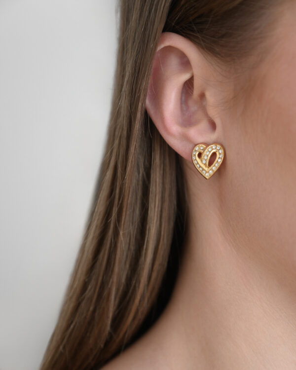 Klipsy Christian Dior – romantyczne złote serca z kryształkami