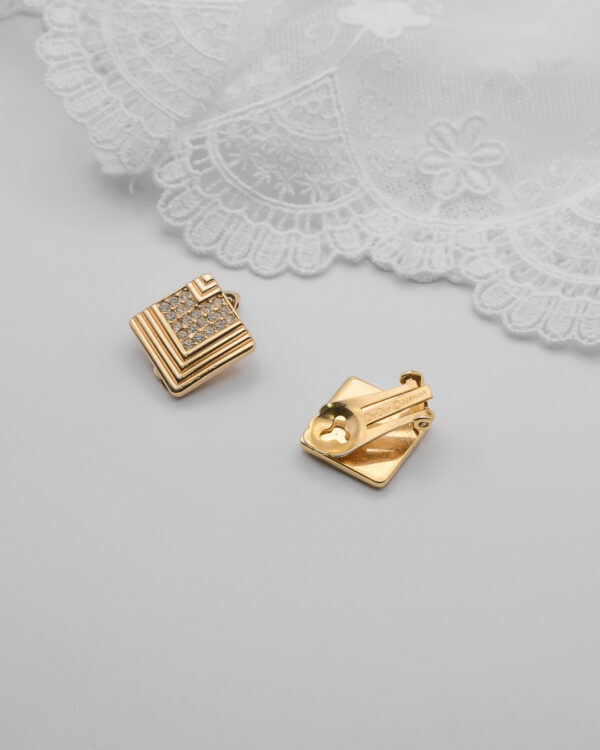 Klipsy Christian Dior – geometryczne złote z kryształkami