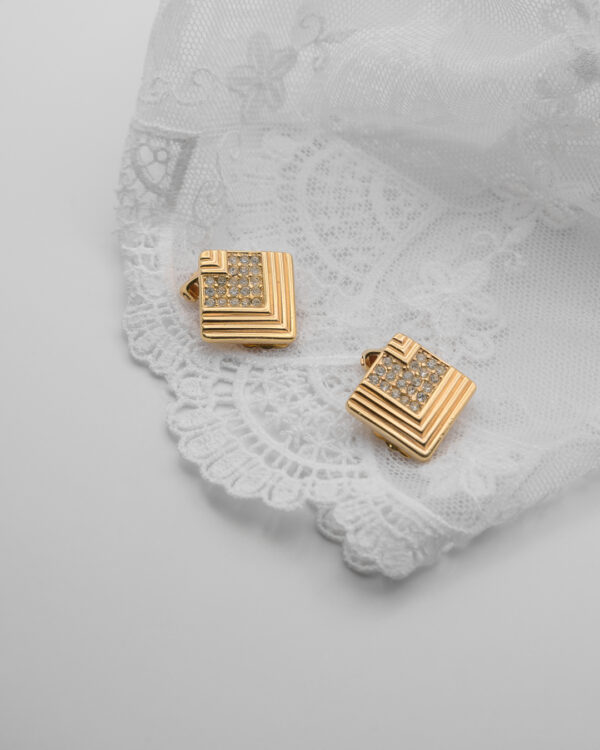 Klipsy Christian Dior – geometryczne złote z kryształkami