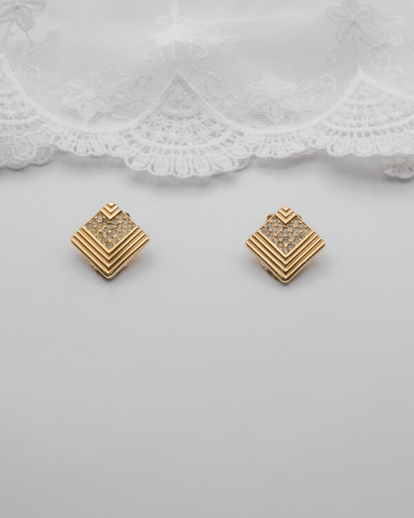 Klipsy Christian Dior – geometryczne złote z kryształkami