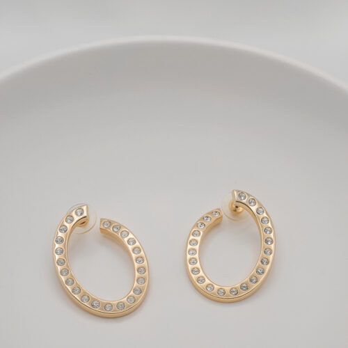 Kolczyki Christian Dior – złote koła z kryształkami