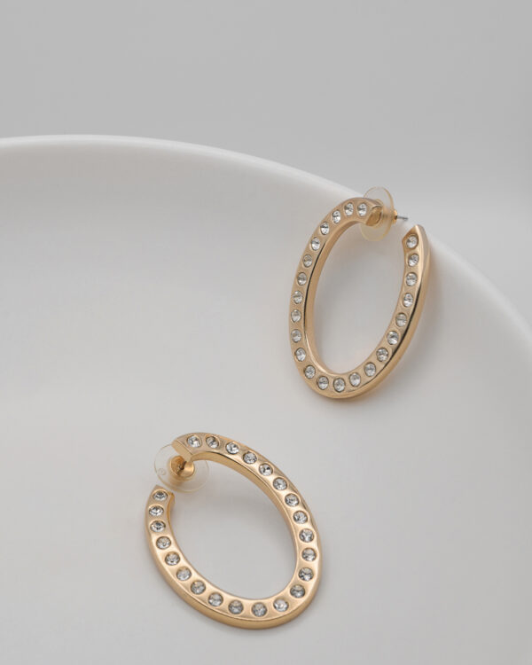 Kolczyki Christian Dior – złote koła z kryształkami