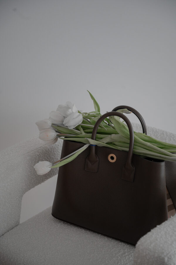 Nowa skórzana torebka Burberry - ultra modny czekoladowy kolor