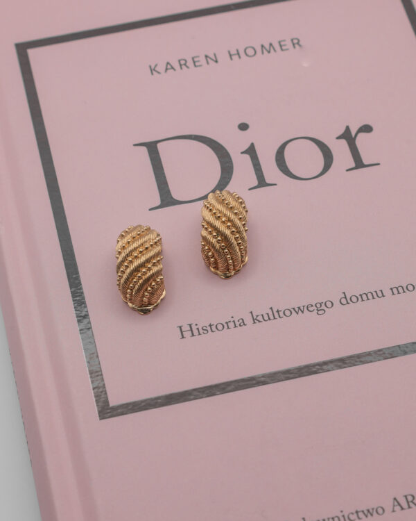 Klipsy Christian Dior rzeźbiarskie, falowana struktura i relief – lata 80./90.