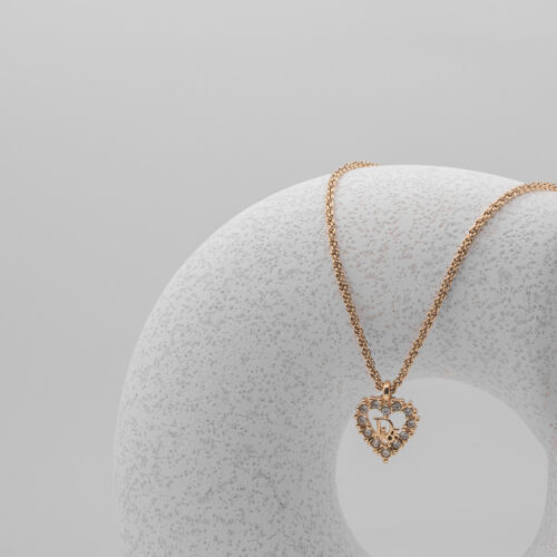 Naszyjnik Christian Dior – serce z cyrkoniami i monogramem Dior