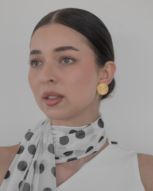 Klipsy Coco Chanel haute couture - strukturyzowane CC, lata 80