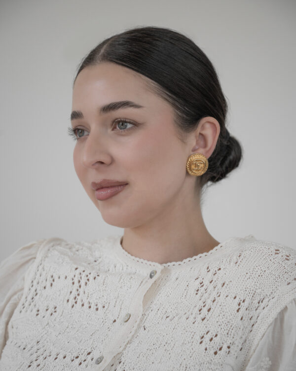 Klipsy Coco Chanel haute couture - strukturyzowane CC, lata 80