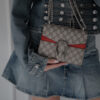 Torebka Gucci Dionysus GG Supreme mini bag - palladowe okucia i łańcuszek