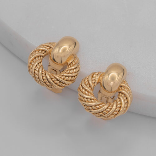 Klipsy Christian Dior - pozłacane "rope knot" pleciony węzeł, lata 80/90