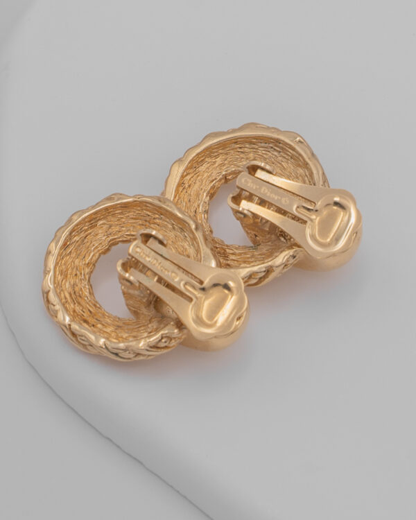 Klipsy Christian Dior - pozłacane "rope knot" pleciony węzeł, lata 80/90