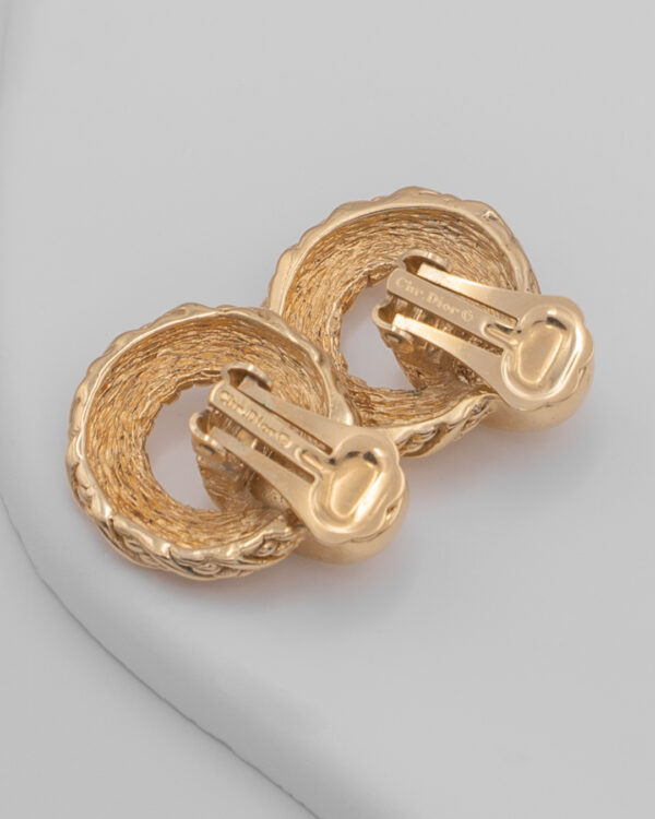 Klipsy Christian Dior - pozłacane "rope knot" pleciony węzeł, lata 80/90
