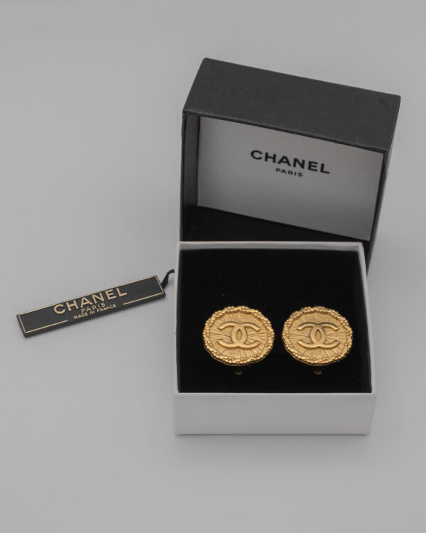Klipsy Coco Chanel haute couture - strukturyzowane CC, lata 80