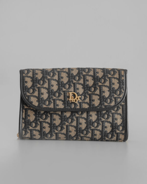Torebka Christian Dior Trotter Oblique Chain Wallet – Monogram Canvas & Gold-Tone Chain