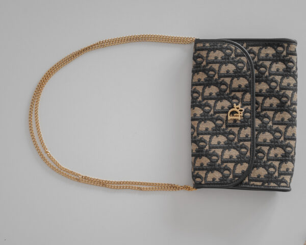 Torebka Christian Dior Trotter Oblique Chain Wallet – Monogram Canvas & Gold-Tone Chain