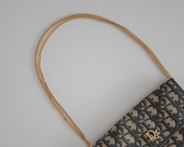 Torebka Christian Dior Trotter Oblique Chain Wallet – Monogram Canvas & Gold-Tone Chain