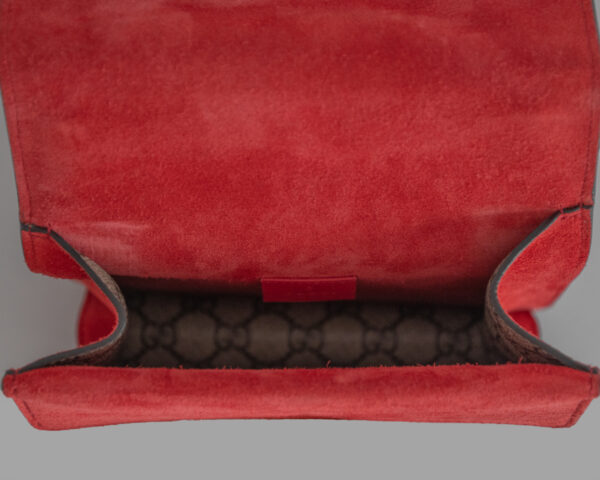 Torebka Gucci Dionysus GG Supreme mini bag - palladowe okucia i łańcuszek