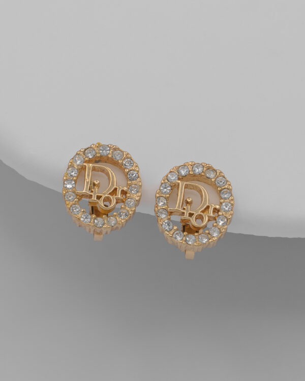 Klipsy z kryształkami i logo Dior