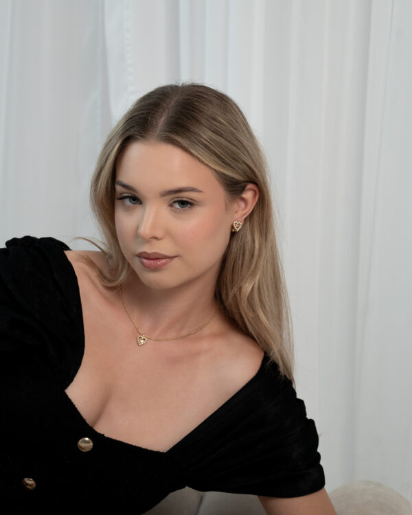Komplet Christian Dior – pozłacany naszyjnik i klipsy z kryształkami