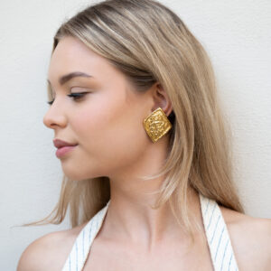 Klipsy Givenchy – fakturowane logowane romby w stylu houte couture, lata 80./90.
