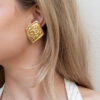 Klipsy Givenchy – fakturowane logowane romby w stylu houte couture, lata 80./90.