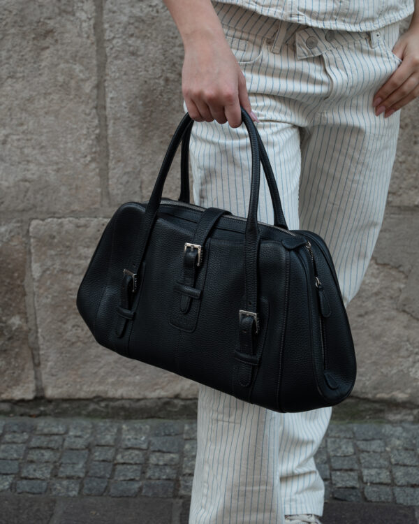 Torebka Loewe Vintage Black Leather Doctor Bag 90s