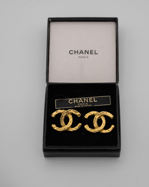 Chanel Vintage CC Clip-On Earrings – Złocone Klipsy Logo CC