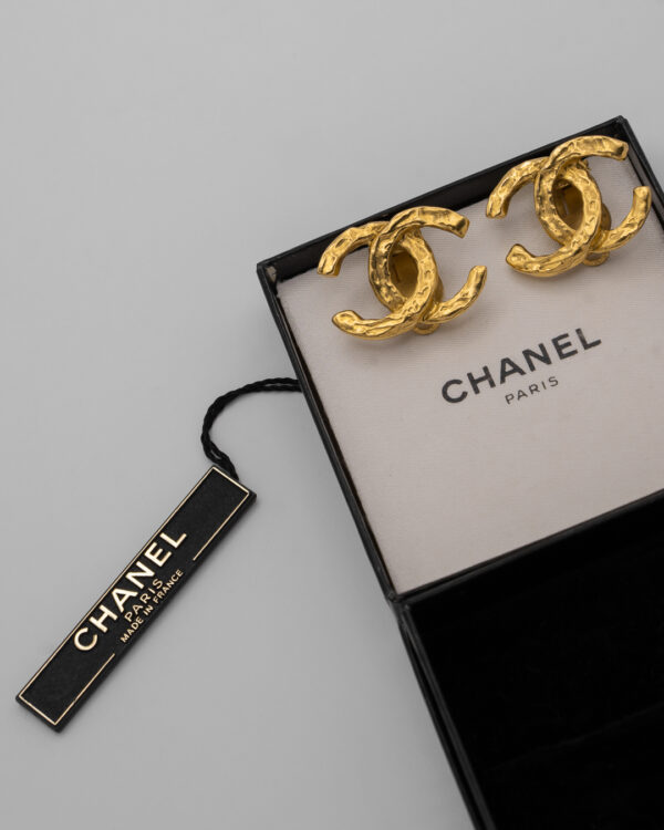 Chanel Vintage CC Clip-On Earrings – Złocone Klipsy Logo CC