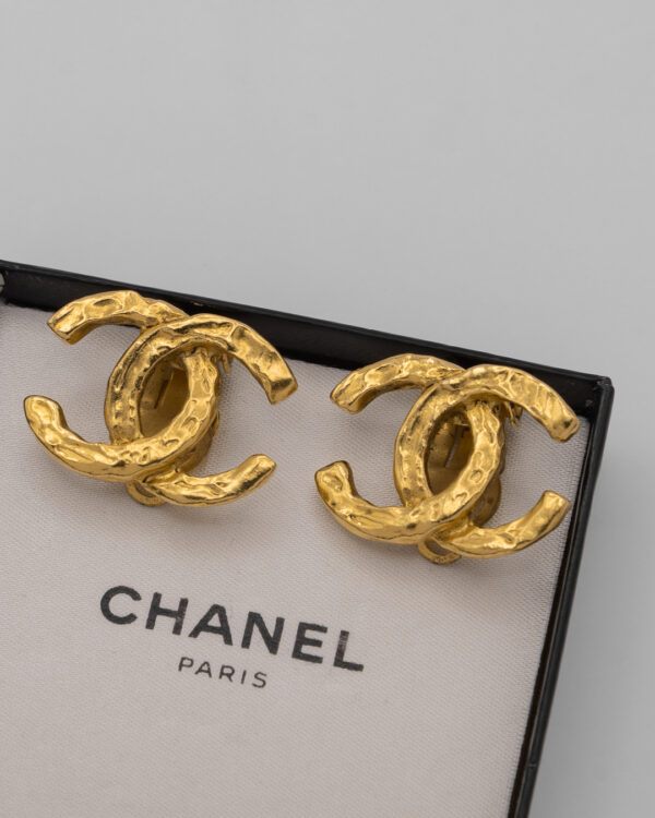 Chanel Vintage CC Clip-On Earrings – Złocone Klipsy Logo CC