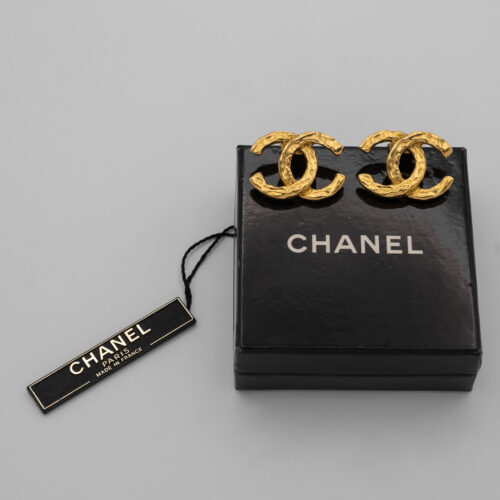 Chanel Vintage CC Clip-On Earrings – Złocone Klipsy Logo CC