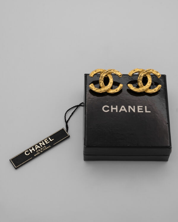 Chanel Vintage CC Clip-On Earrings – Złocone Klipsy Logo CC