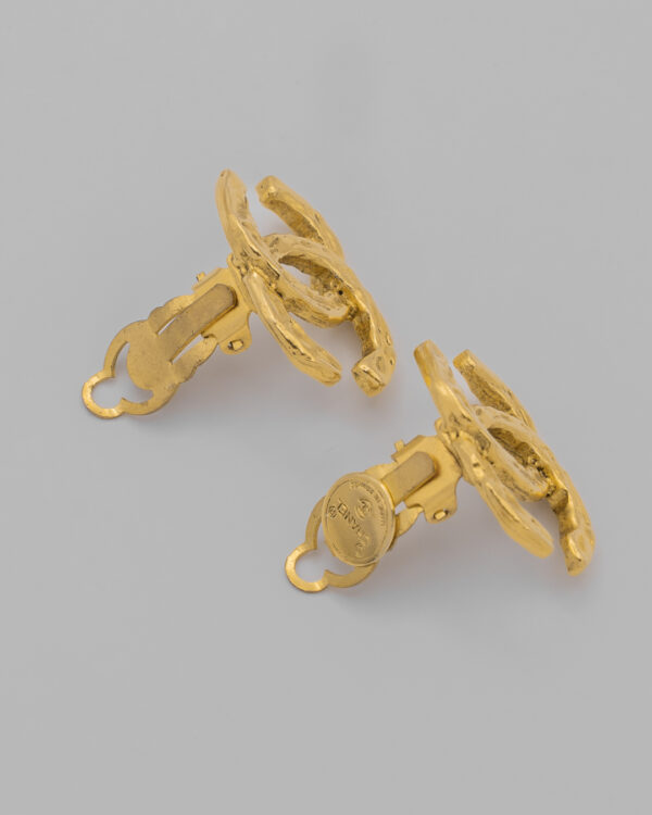 Chanel Vintage CC Clip-On Earrings – Złocone Klipsy Logo CC