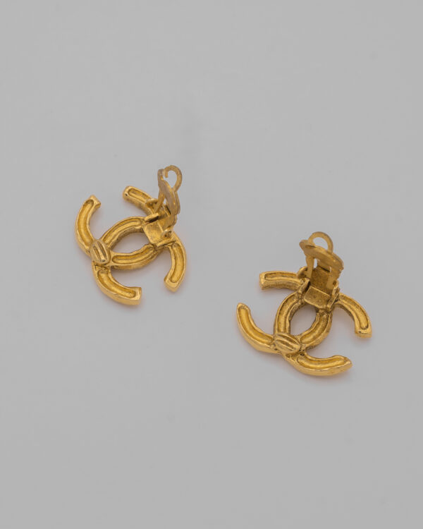 Chanel Vintage CC Clip-On Earrings – Złocone Klipsy Logo CC