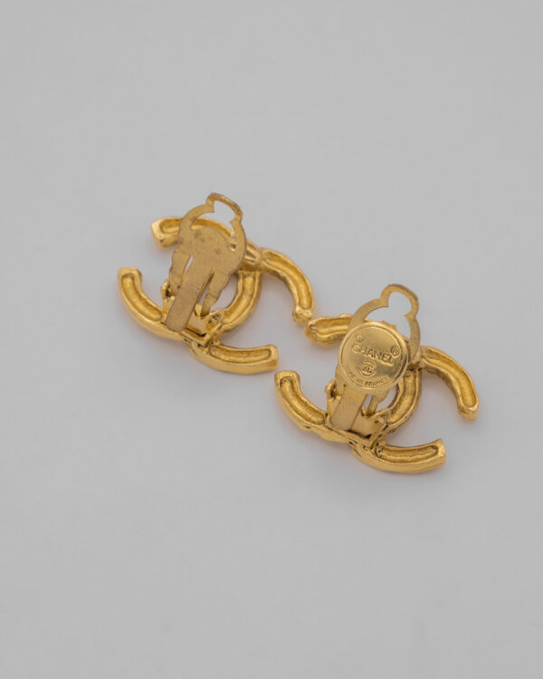 Chanel Vintage CC Clip-On Earrings – Złocone Klipsy Logo CC