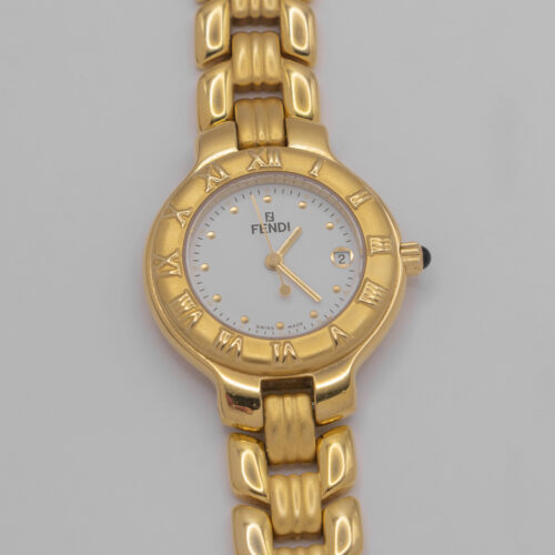 Zegarek Fendi Swiss Made – Złocony Model z Cyframi Rzymskimi, Lata 90.