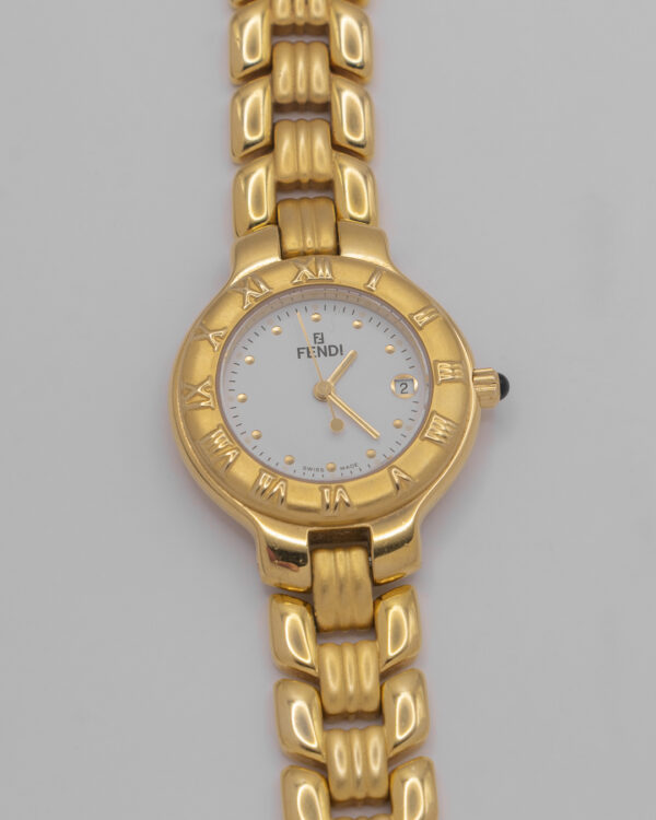 Zegarek Fendi Swiss Made – Złocony Model z Cyframi Rzymskimi, Lata 90.