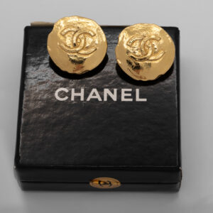 Klipsy Chanel CC  – lata 80. – z oryginalnym pudełkiem