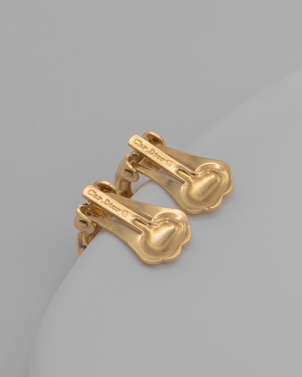 KlipsyChristian Dior  – złote z kryształami w stylu rope knot, lata 80./90.