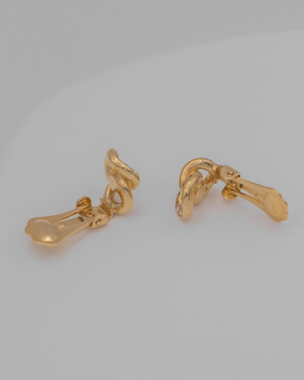 KlipsyChristian Dior  – złote z kryształami w stylu rope knot, lata 80./90.