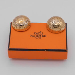 Klipsy Hermès Paris – złote kopuły Bijouterie Fantaisie, lata 80./90.
