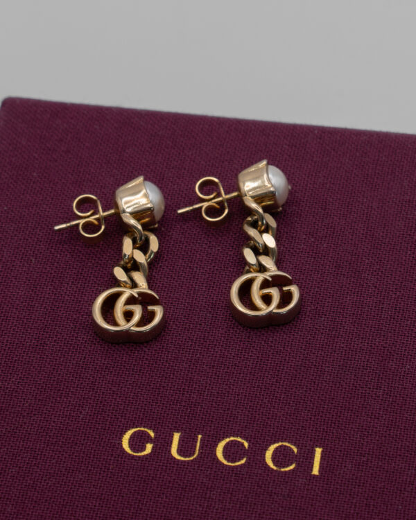Kolczyki Gucci GG – Perły i Złote Logo GG, w Oryginalnym Pudełku Gucci