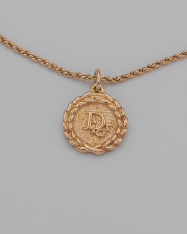 Komplet Christian Dior 90s – naszyjnik i klipsy, złote medaliony