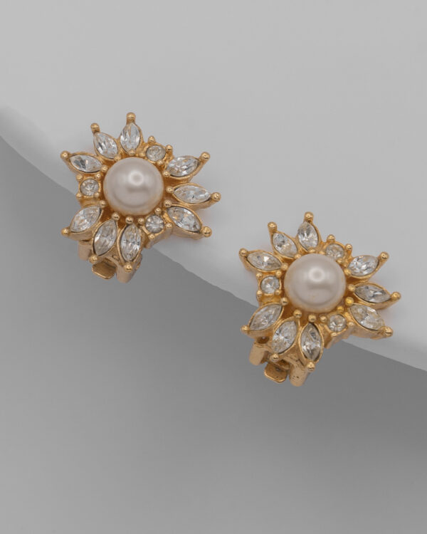 Klipsy Christian Dior – z perłą i kryształami, lata 80./90.