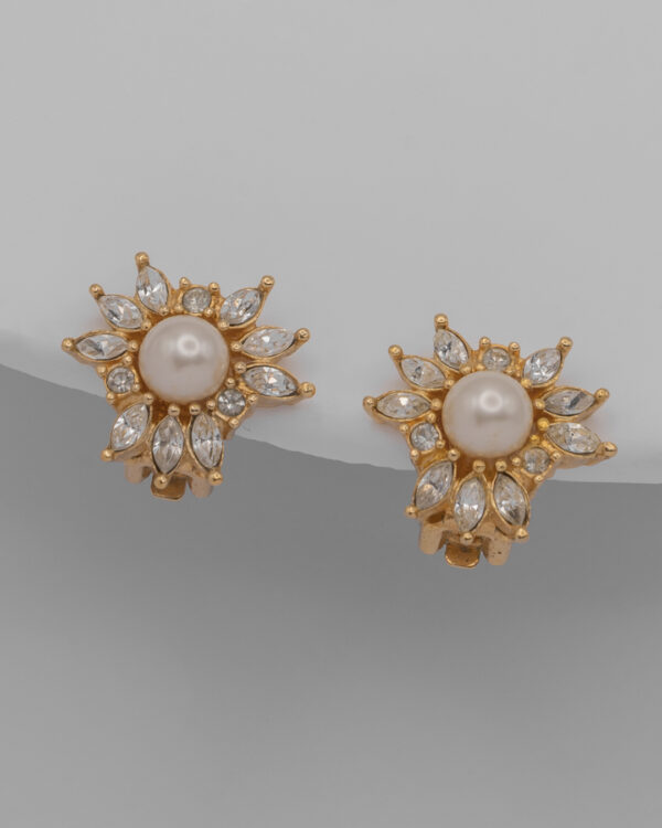 Klipsy Christian Dior – z perłą i kryształami, lata 80./90.