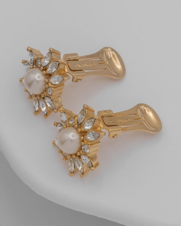 Klipsy Christian Dior – z perłą i kryształami, lata 80./90.