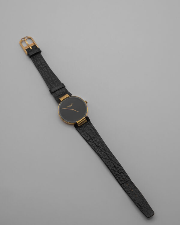 Zegarek Christian Dior – minimalistyczny luksus z głęboką czarną tarczą, lata 80./90.