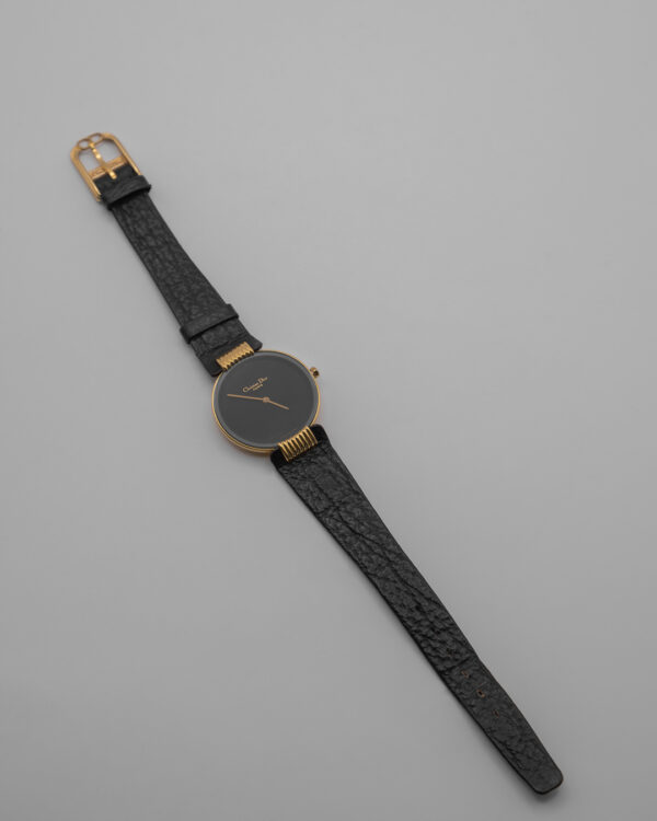 Zegarek Christian Dior – minimalistyczny luksus z głęboką czarną tarczą, lata 80./90.