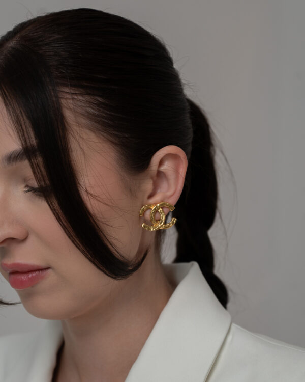 Chanel Vintage CC Clip-On Earrings – Złocone Klipsy Logo CC