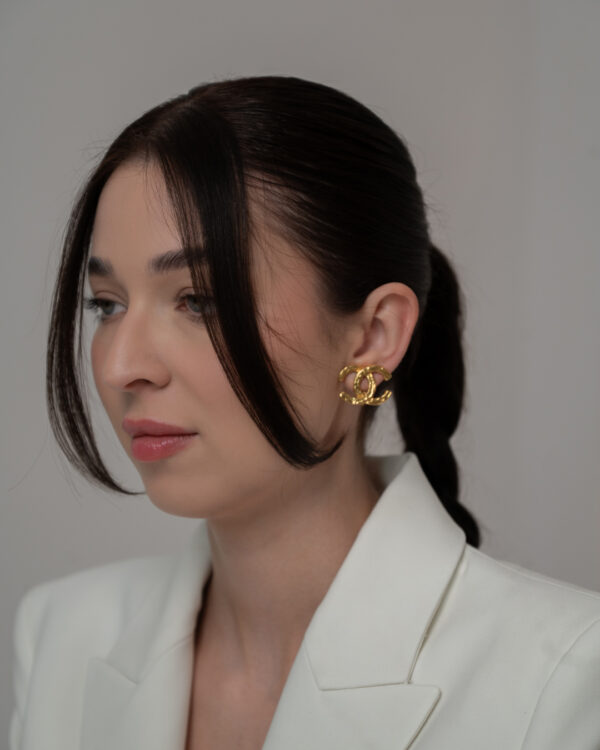 Chanel Vintage CC Clip-On Earrings – Złocone Klipsy Logo CC