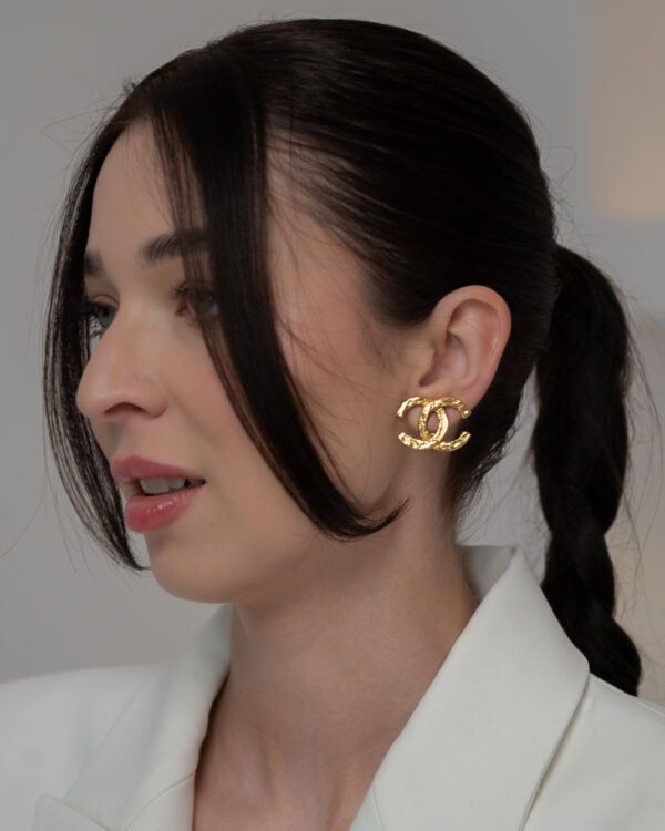 Chanel Vintage CC Clip-On Earrings – Złocone Klipsy Logo CC